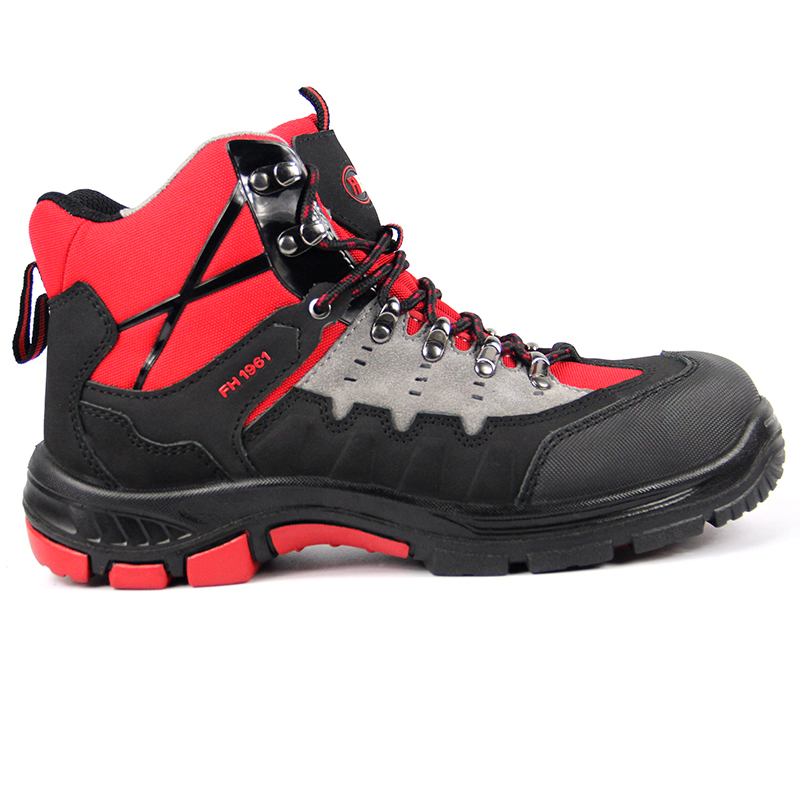 FH-0317 red upper composite toe kevlar mid sole anti-puncture mid cut safety shoes